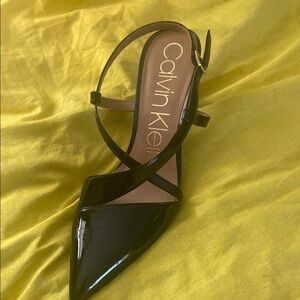 Calvin Klein Black Slingback Heels with Pointed Toe